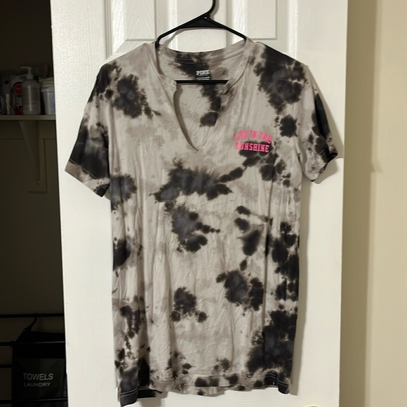 PINK Victoria's Secret Tops - PINK Victorias Secret Oversized Grey Tie Dye T-shirt